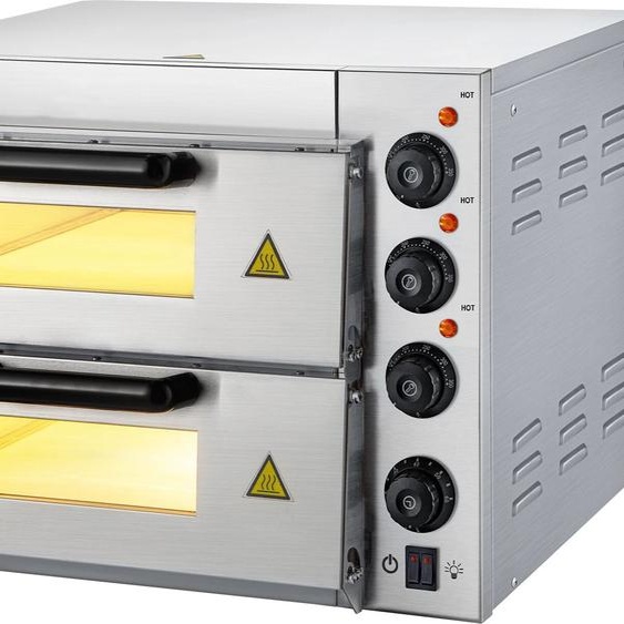 SucceBuy Comptoir de four à pizza commercial, double couche de 14 po, four à pizza électrique en acier inoxydable 110 V 1950 W