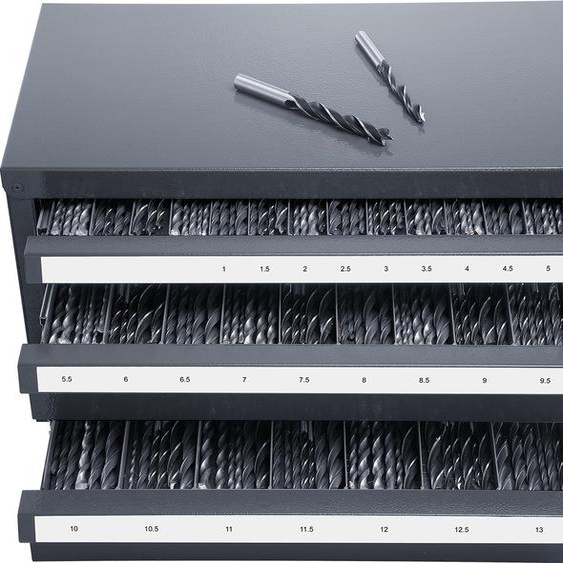 SucceBuy - Distributeur de forets - armoire, distributeur de forets à trois tiroirs - organiseur - armoire pour forets de 1 mm à 13 mm, acier - Distributeur de forets - organiseur - armoire avec étiquettes