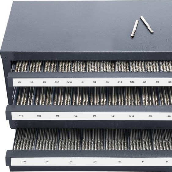 SucceBuy - Distributeur de fraises dextrémité - armoire, organisateur à trois tiroirs pour fraises dextrémité de 1/8 à 1, acier - solution de stockage avec étiquettes, design empilable avec 29 compartiments