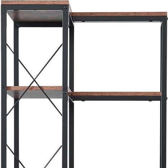 SucceBuy Étagère dangle à 7 niveaux, étagère daffichage robuste avec cadre métallique et tablettes en bois, étagère de stockage pour livres et décorations dans la chambre, le salon ou le bureau, brun
