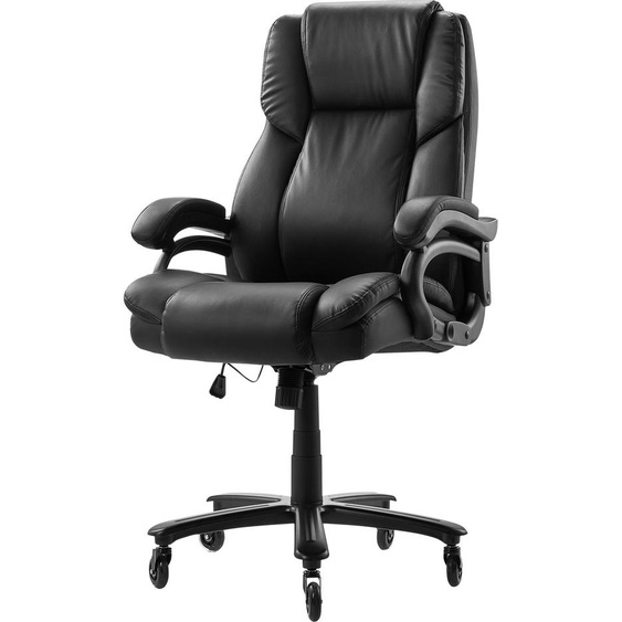 SucceBuy Executive Chair Chaise de bureau à haut dossier avec support lombaire à bouton rotatif, noir