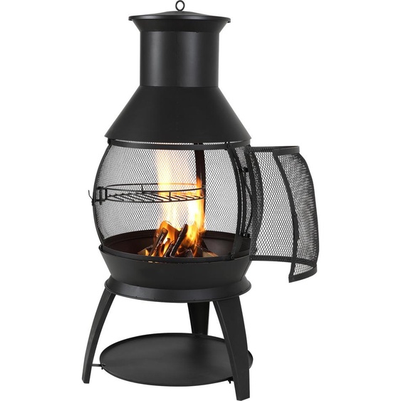 SucceBuy Foyer de jardin 22 pouces en fer avec grille et couvercle de cheminée