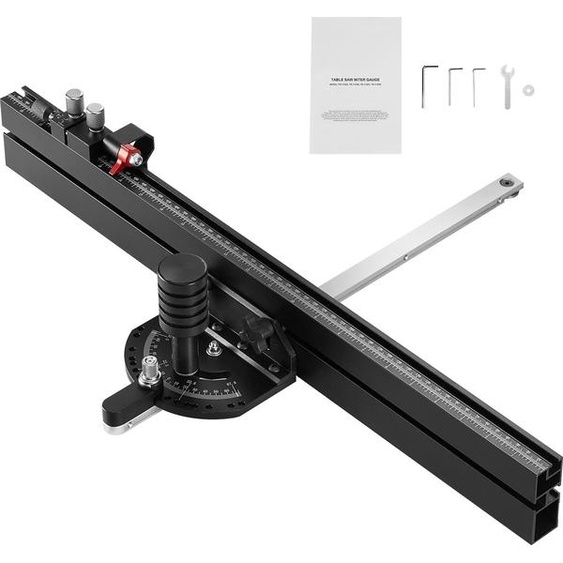 SucceBuy Gabarit donglet de précision, alliage daluminium, fente standard 3/4 pouces x 3/8 pouces, grille de 24 pouces, 15 butées angulaires, piston réglable, pour le travail du bois et les coupes de précision