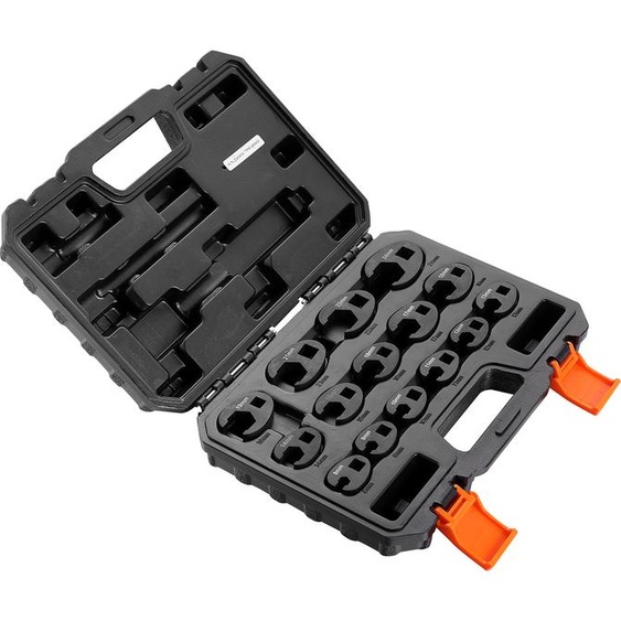 SucceBuy Jeu de clés à ergots, 15 pièces dentraînement 1/2 pouce et 3/8 pouce avec coffret de rangement en PP, métrique 8-24 mm, acier CRMO et finition phosphate de manganèse, pour les réparations mécaniques