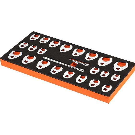 SucceBuy Jeu de clés à ergots avec entraînement 3/8, 24 pièces avec 2 tiges dextension, SAE 3/8-1 et métrique 10-22 mm, acier CR-MO, organisateur doutils EVA