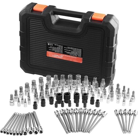 SucceBuy Jeu de douilles dembout 107 pièces SAE et hexagone métrique/Torx/Torx externe/Anti inviolable/Extra Long Acier allié S2 et acier Cr-V