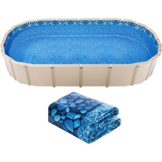 SucceBuy Liner de piscine ovale 15x30ft style chevauchement 54in hauteur de paroi