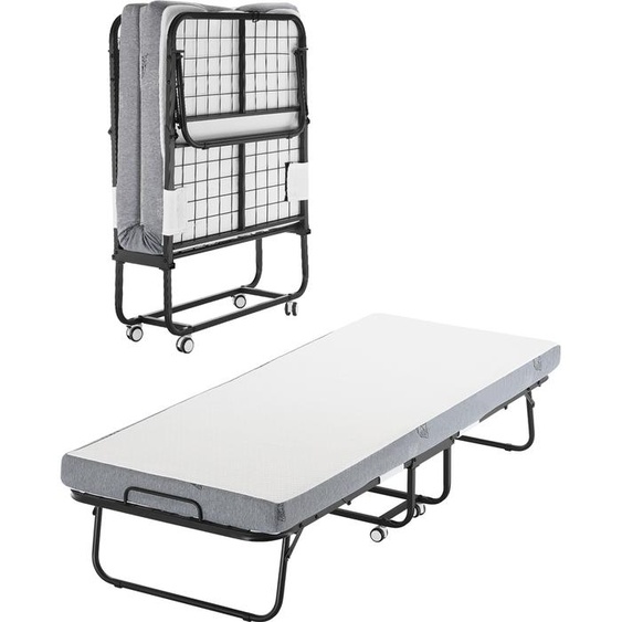 SucceBuy Lit à roulettes 31 x 75 pouces, lit pliant simple avec matelas en mousse à mémoire de forme de 4 pouces, cadre métallique stable, lit portable pour adultes et invités