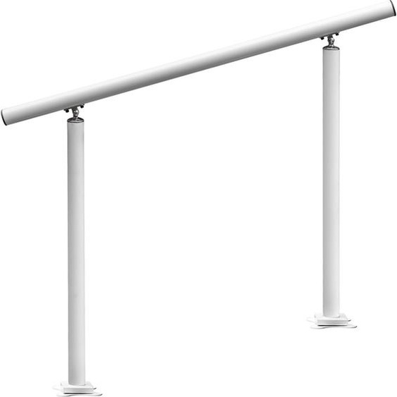 SucceBuy Main courante pour escaliers extérieurs, 1,22 m, 86,4 cm, réglable de 0 à 60 degrés, rampe en aluminium blanc pour le jardin