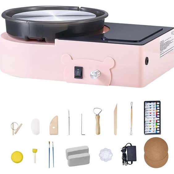 Support pour mini-pots en argile SucceBuy, avec plateau rotatif de 158 mm, idéal pour les travaux manuels et les cours de céramique à domicile, rose