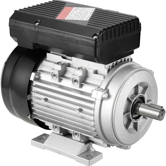 SucceBuy Moteur électrique de 0,55 kW à 1400 tr/min, courant alternatif 220-240 V, 4,5 A, 80, cadre B3, moteur de compresseur dair monophasé, arbre cannelé de 19 mm