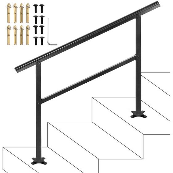 SucceBuy Outdoor Rampe descalier 48X35.5 pouces Aluminium Réglable 0-45 degrés Noir