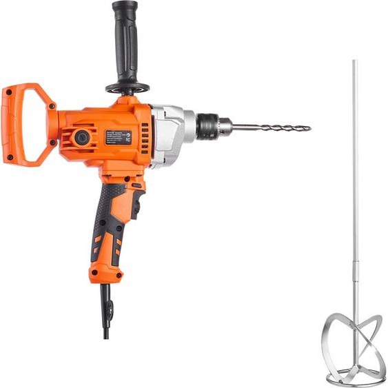 SucceBuy Perceuse électrique 12,7 mm avec mélangeur Perceuse-mélangeuse Set 850 tr/min 3,2 A Perceuse-mélangeuse avec poignée en D pour percer et mélanger, outil polyvalent pour le mandrin et le ciment