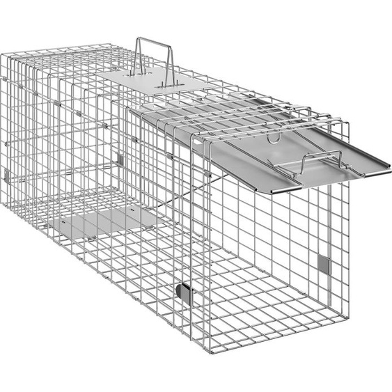 SucceBuy Piège-cage pour animaux vivants, 78,7 x 25,4 x 30,5 cm, piège pliable en fer galvanisé pour chats errants, lapins, écureuils, ratons laveurs, marmottes, opossums, design humain