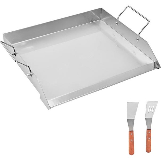 SucceBuy Plaque de cuisson plate en acier inoxydable pour BBQ, ustensiles de cuisine 448x370 mm