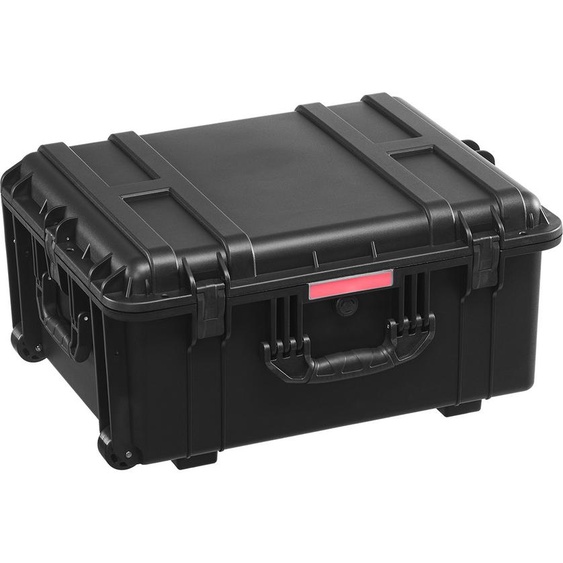 SucceBuy Valise rigide résistante aux intempéries, 3,5 pieds cubes de taille, noire, étanche, avec roulettes, poignée de traction rétractable, trous pour cadenas, clips et garniture en mousse