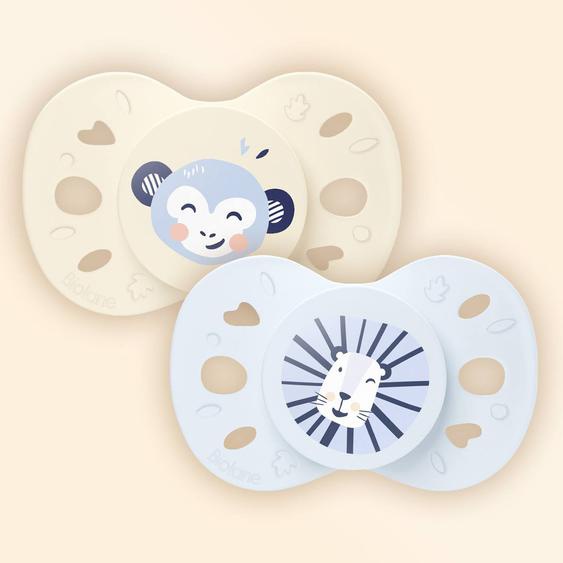 Sucette Anatomique Animaux - 6-18 Mois - Lot De 2 Bleu + Beige