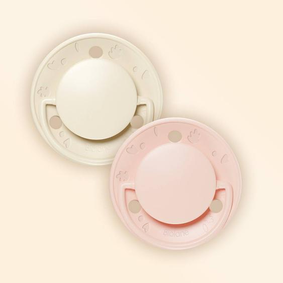 Sucette Ronde - 6+ Mois - Lot De 2 Rose + Beige