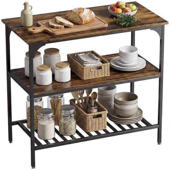 SUGIFT : Étagère de cuisine, étagère autonome, panneau de particules, couleur marron rustique