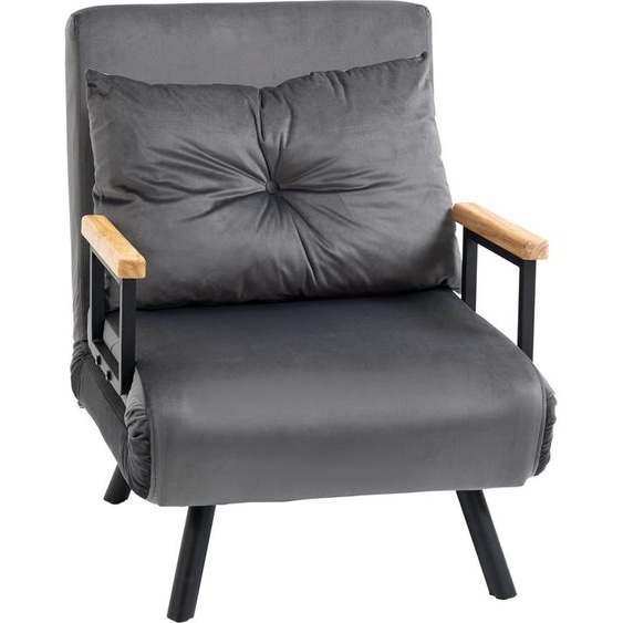 SUGIFT, fauteuil relaxant pliable, polyester et acier, couleur gris foncé