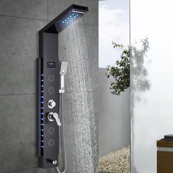 Suguword - Colonne De Douche Hydromassante Avec 4 Jets De Massage Affichage Led De La Température De LEau,Système De Douche Avec Bec De Baignoire Et