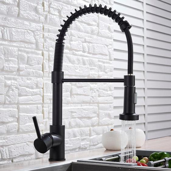 Suguword - Robinet Cuisine avec Douchette Extensible 360° Pivotant, Mitigeur Évier à Arc Élevé, 2 Modes de Pulvérisation