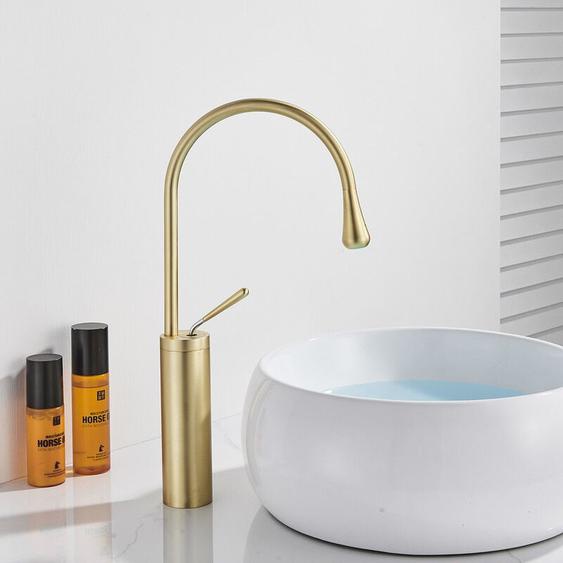 Suguword - Robinet de Salle de Bain, Robinet de lavabo Or brossé, Robinet de Haute Qualité, Robinet lavabo Salle de Bain eau Froide et Chaude