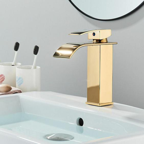 Suguword - Robinet Salle de Bain Design Moderne de Cascade Robinet Lavabo Or Conception de Corps en Métal Durable Supérieure Eau Chaude et Froide