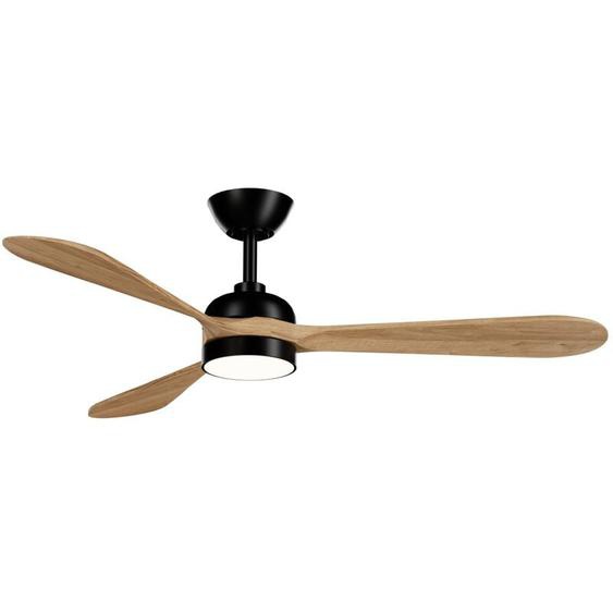 Ventilateur de plafond moteur dc pour extérieur 132cm led 20W 3CCT dim Noir/Bois IP44