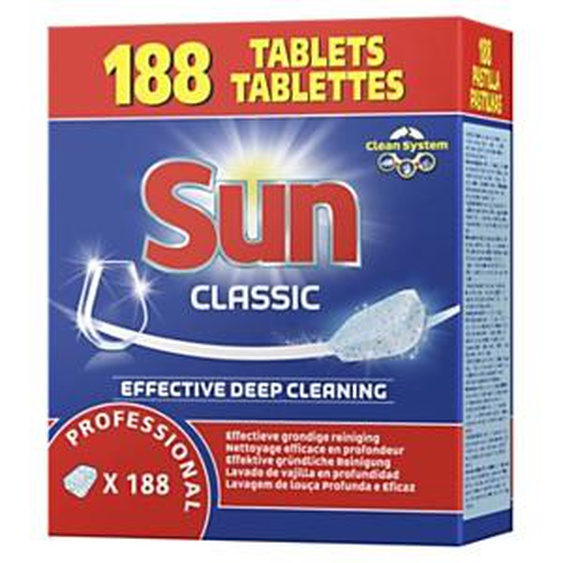 Sun Sun Classique, tablettes de lavage lave-vaisselle cycle court - Baril de 188 pastilles