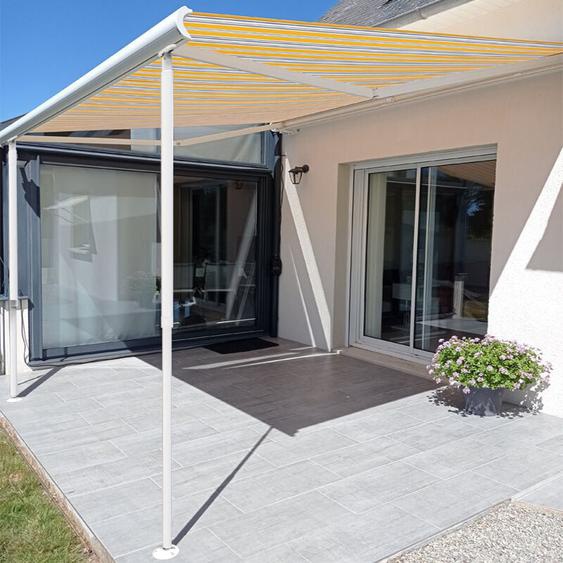 Sunny Inch ® - Poteaux télescopiques pour store banne - Blanc laqué