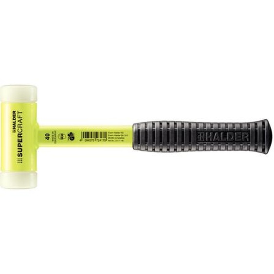 Supercraft Marteau de protection, avec manche en tube dacier incassable, revêtement jaune fluorescent et poignée ergonomique antidérapante | D=40 mm | 3377.140