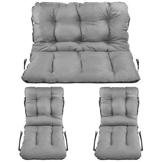 SuperKissen24. Coussin Dossier pour Banc de Jardin Canapé 100x60x50 cm + 2 x 48x96 cm - Extérieur - Imperméable - Lin Gris