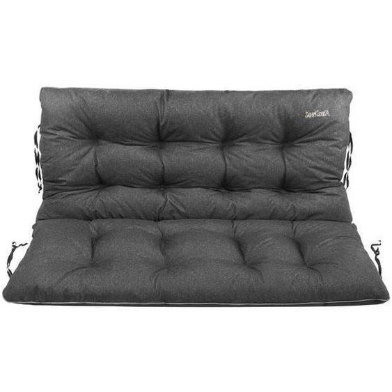 SuperKissen24. Coussin Dossier pour Banc de Jardin Canapé 180x60x50 cm - Bain de Soleil - Extérieur - Imperméable - Lin Noir