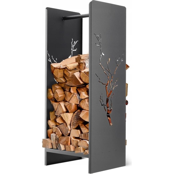 Support à bois - Support à bûches - Métal - Avec tapis en plastique - 90 cm