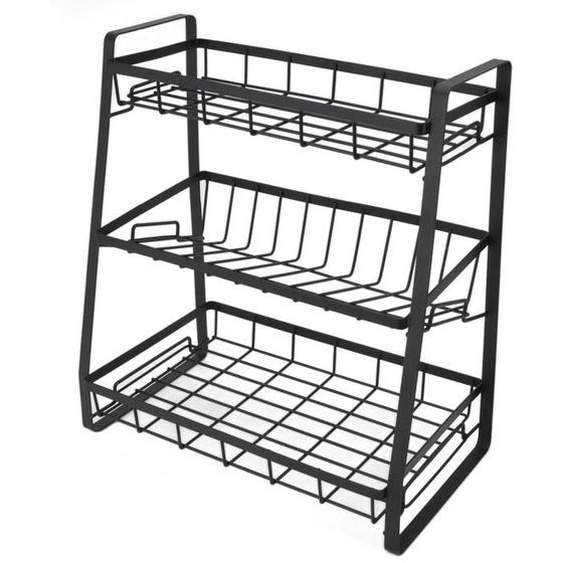 Support à Épices Amovible en Métal 3 Niveaux Étagère dAssaisonnement de Cuisine Debout pour Comptoir Salle de Bain
