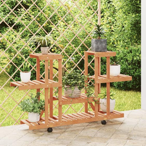 Support à fleurs avec roues 110x25x78 cm bois massif de sapin