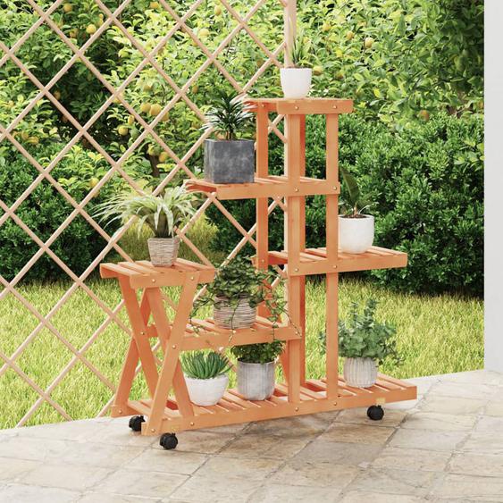 Support à fleurs avec roues 95x25x101 cm bois massif de sapin