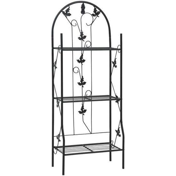 Support à plantes 3 niveaux Noir 52x28x128 cm Fer