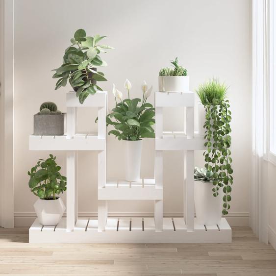 Support à plantes Blanc 104,5x25x77,5 cm Bois massif de pin