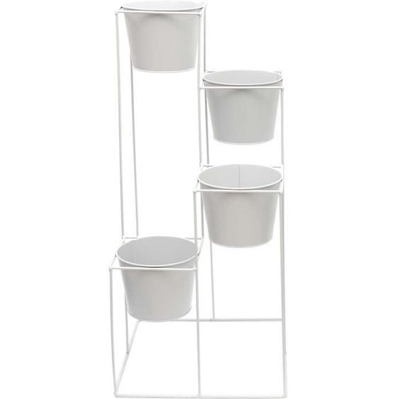 Support à plantes - SIL - Scandi - Métal - Blanc - 4 jardinières