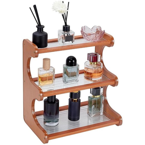 Support à tasses et épices en bambou, à 3 niveaux, dimensions : 30 x 20 x 31 cm