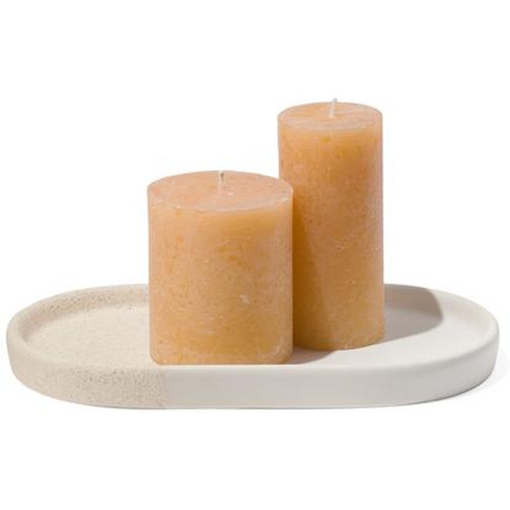 Support Bougies Ovale 13x23x2 Faïence (naturel)