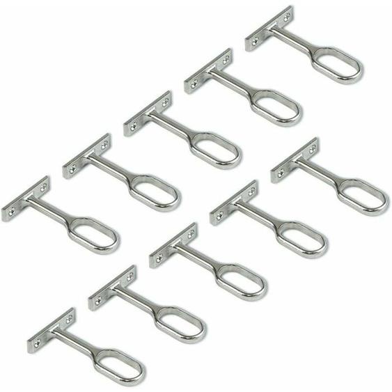 Support central pour barre de penderie ovaleNickel Lot de 10 PZCC