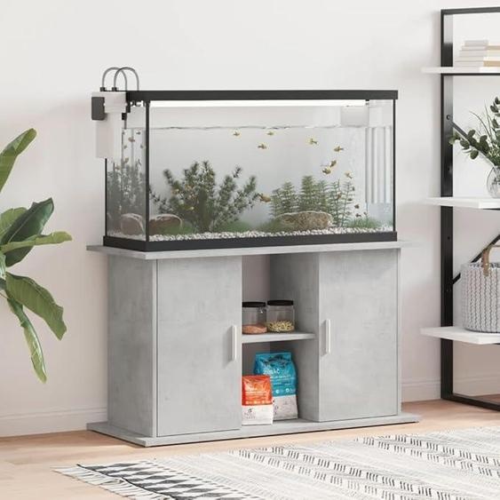 Support daquarium en béton gris, fabriqué en bois composite, dimensions : 101 x 41 x 58 cm. Meuble sous aquarium avec placard, étagère, espace de rangement et support pour aquarium, bassin, terrarium, idéal pour le salon, le couloir ou le bureau