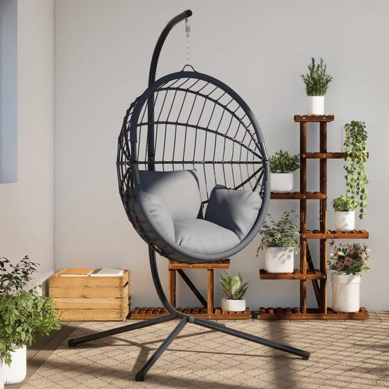 Support de chaise suspendue en forme dœuf sans panier noir acier