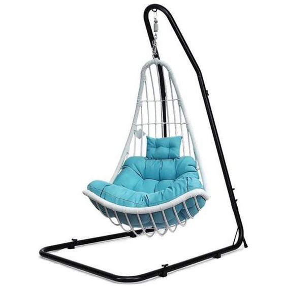Support de Chaise Suspendue en Métal Hamac Support, Réglable en Hauteur (200-250) cm, Noir - OHMG