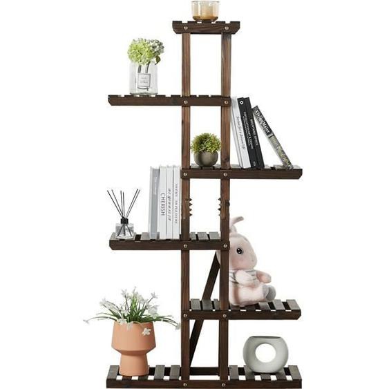 Support de fleurs à 6 niveaux - Yaheetech - en bois massif - pour balcon / terrasse / jardin