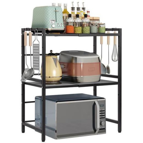 Support de Four à Micro-Ondes Extensible, Etagere Rangement Cuisine Four à Micro Ondes, Multifonction Meuble de Rangement en Métal