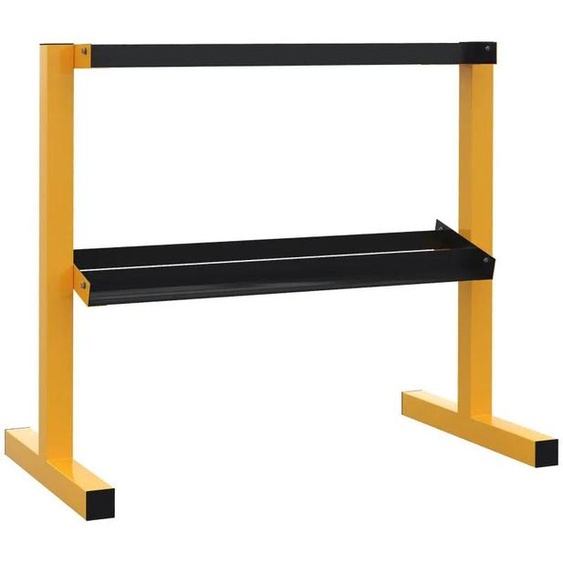 Support de haltères à 2 niveaux | Couleur : Jaune et noir | Dimensions : 50,5 x 92,5 x 80,5 cm